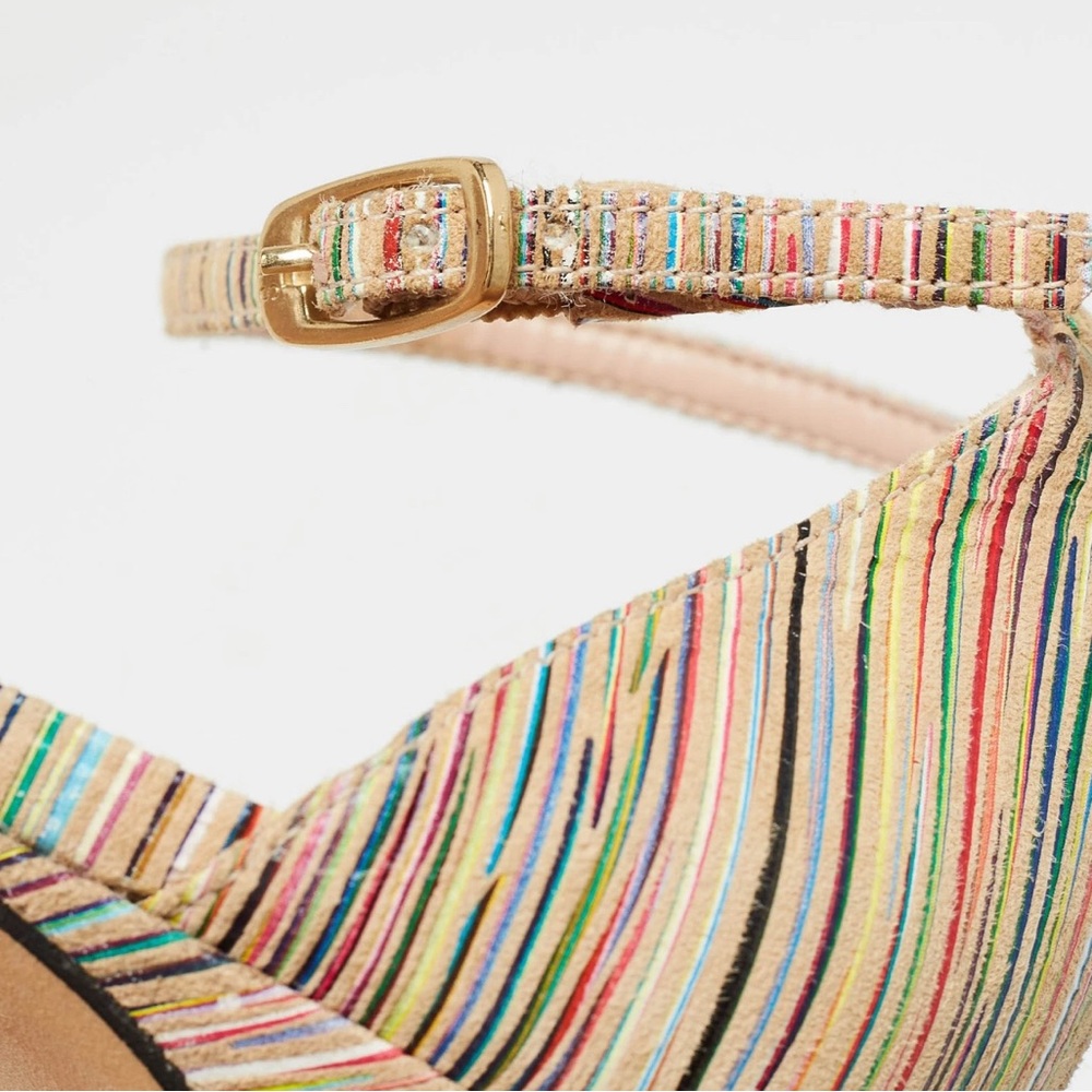 Stuart Weitzman Multicolor Suede Razzle Sandals Heels - Picture 2 of 16